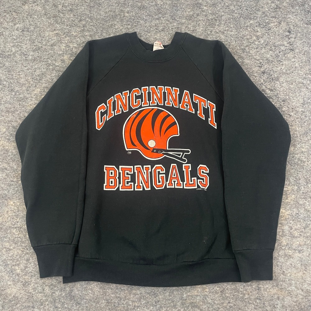 VTG Logo 7 Cincinnati Bengals Helmet Sweatshirt Crewneck 90s USA Made Men's L